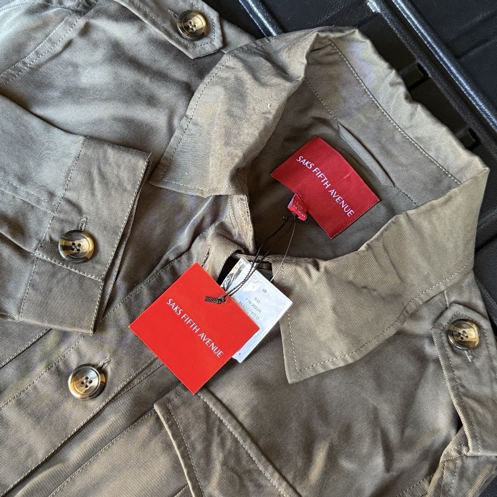 Sax‎ Fifth Avenue Tencel Safari Jacket Women's Size L Khaki Green